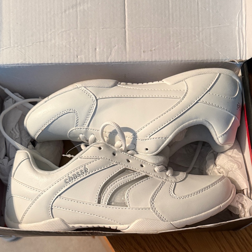 All-White Chassé Cheer shoes